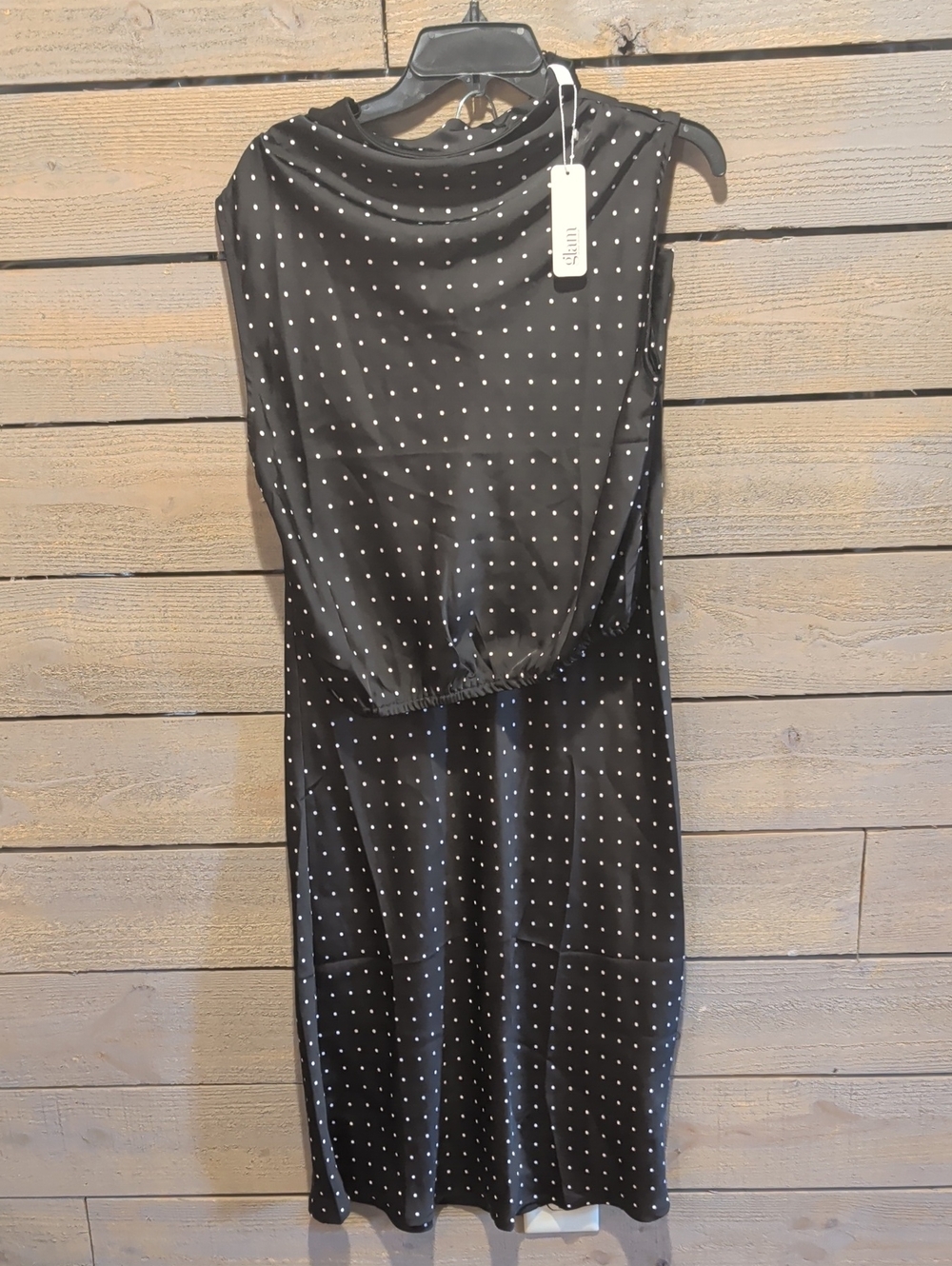 Black Polka Dot Sleeveless Shirt And Skirt